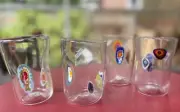 4 Murano Millefiori Murrinas Vitrum Drinking Art Glasses Hand Blown New Italy 4”