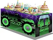 6 Ft Monster Truck Table Cover Tablecloths Birthday Party Decorations Monster Truck Theme Table Cover Washable Fabric Polyester Rectangle Table Covers for School Back to School Party Decorations