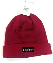 Nike AIR JORDAN Boys 8-20 Red Knit Cuffed Beanie Jumpman Logo Winter Hat $25