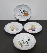 NEW RARE Williams Sonoma Set of 4 PEANUTS Snoopy Easter Salad Plates 8"