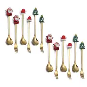 12 Pcs Christmas Fork And Spoon Set Stainless Steel Tableware Christmas Decor