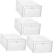 CONGARTENO 4pcs Stackable Transparent Shoe Storage Boxes Organizer for Easy Access Space Saving Design Sturdy Material for Sports Shoes and Sneakers