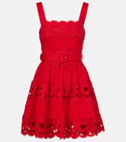 [Self-Portrait] Self-Portrait Cutout linen and cotton-blend minidress AU 16 red