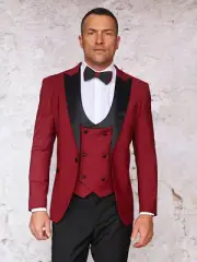 NWT 46R BURGUNDY MENS SUIT, TAILOR FIT, 2 SIDE VENT, FLAT FRONT PANTS,