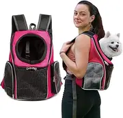 Pet Carrier Backpack, Adjustable Pet Front Cat Dog Carrier Backpack Travel Bag Easy-Fit for Traveling Hiking Camping for Small Medium Dogs Cats Puppies