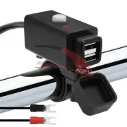 Waterproof Motorcycle 12V Dual USB Ports Phone GPS Camera Charger Cable Adapter