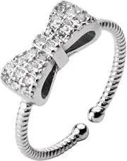 [Generic] 925 Sterling Silver Bow Little Finger Toe Ring with CZ Open-ended Adjustable