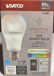 SATCO Starfish Wi-Fi 9.5W LED A19 Tunable RGBW Smart Bulb (S11252)