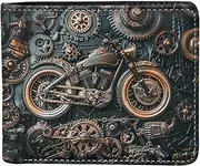 [ORCAE] Steampunk Engineer Mechanical Clockwork Gamer Leather Men Bi-fold Wallet, Slim Card Holder, Gifts Wallet for Men, 2504160008