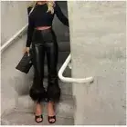 $348 NWT Commando Faux Leather Feather Crop Flare pants Medium