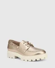 Fiorentina Champagne Metallic Leather Chunky Sole Brogue