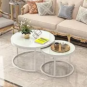 Modern Round Tempered Glass Nesting Tables, Metal Frame Coffee Tables, Living Room Table Setsniture/F Feito na China Comfortable Anniversary