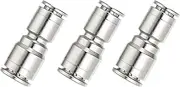 uxcell Air Line Fittings, 1/3" to 2/5" Transform Nickel-Plated Brass Push to Connect Quick Connect Pipeline Hose Connector Replace Repair Kit for Air Compressor Pneumatic System, 3 Pcs