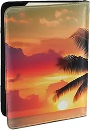 [JEJEA] Tropical Beach Palm Tree Print Travel Organizer Credit Cards Case Passport BookPassport Holder Cover Wallet forTraveling,, Black, One Size