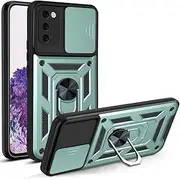 Compatible with Nokia C31 4G Case,Slide Lens Shockproof Case Compatible with Nokia C31 4G TA-1499 Case Ring Kickstand 2 in 1 Phone Case Cover Green