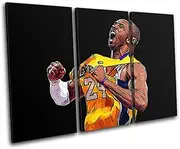 Bold Bloc Design - Kobe Bryant 24 Pop Art Comic Sports 60x40cm TREBLE Canvas Art Print Box Framed Picture Wall Hanging - Hand Made In The UK - Framed And Ready To Hang 0021-0024(00B)-TR32-LO-A