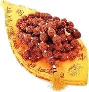 [CraftsLook] Certified Rudraksh Mala with Japa Bag Gaumukhi, Natural Himalayan Genuine Original Rudraksha Rosary Garland Japa Mala, Religious Tibetan Rudraksha Mala Necklace Bracelet Yoga Meditation Bead
