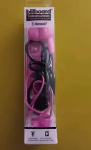 Brand New Pink Billboard Wireless Earbuds With Controls, Mic & Bluetooth