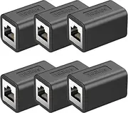 LEKVKM Ethernet Extender 10Gbps RJ45 Ethernet Coupler, in Line Coupler for cat8/Cat7/Cat6/Cat5e/Cat5 Ethernet Cable Extender Adapter for PC Router Modem PS5 Xbox Female to Female (6 Packs Black)