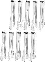 Didiseaon 10Pcs Stainless Steel Ice Tongs Thickened Ice Clips with Slip Design for Sugar Cubes Ice Cubes and Appetizers and Easy to Clean Kitchen Tool for Home