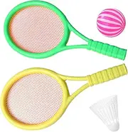 KITANDOVE 1 Set Tennis Racket with Balls Outdoor Props for Boys for Parent Games Beginners Durable Plastic Design for Long Term Fun Random Color