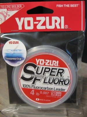 Yo-Zuri Super Fluoro 100% Fluorocarbon Leader Fishing Line 4 LB 30 Yards Clear