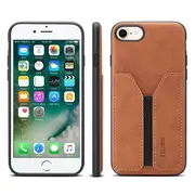 Denior For Apple iPhone 7/ 8 Leather Case with Elastic Wallet Card Holder Slot Pocket Cover – Brown