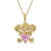 5.0mm Heart-Shaped Pink and White Lab-Created Sapphire Elephant Pendant in Sterling Silver with 14K Gold Plate