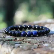 Shungite (Russia) and Lapis Lazuli Gemstone Bracelet 8mm - Handcrafted