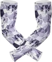 [sanluoli] UV protection arm compression sleeves sleeve women volleyball, basketball, cycling strong air permeability cubre brazos, Cats Face Lilac and Silver Gray Seamless Picture