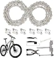 Ancsttu Mountain Bike Chain,Bike Chain Tool Kit - Secure Link Replacement Quick Release Tool Cycling Accessories for Adult Kids School Cruiser Beach Dirt Patio Riding