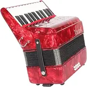 Frediuo Professional 22 Keys Accordion with Shoulder Strap, Sturdy Piano Accordion, Children 8 Bass for Beginners Adults Music Lover, Red