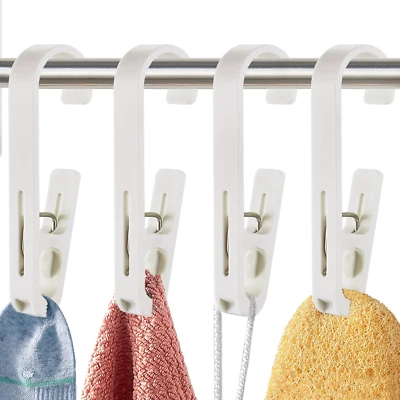 Laundry Hooks with Clips Hanger Closet Organizer Clamps Socks Boot Bras Towels f