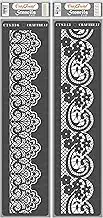 CrafTreat Border Stencils for Painting on Canvas, Wallart, Home Decor and Scrapbook - Lace Painting Stencils 2Pcs - 3"X12" Room Decor Stencils - Reusable Indian Damask Stencil Arts & Crafts Supplies