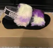 Women's UGG OH YEAH TIE DYE SLIDE Fuzzy Slipper Sandals Size 8 NWB Retail $120