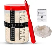 Relazoom Premium Sourdough Starter jar - 34 oz Sourdough Starter Kit with Spatula, Measurement & Date Tracker, Dough Scraper, Breathable Cloth Lid – Perfect for Baking, Bread, and Starter Growth