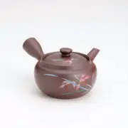 Banko-yaki Kyusu teapot - Orchid - 300cc/ml - obi ami stainless steel net