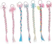 Lurrose Kids Outfits 7pcs Colored Braids Hair Extensions with Rubber Bands Colorful Wigs Ponytail Hair Ornament Headbands Braided Synthetic Hairpieces for Women Girls Kids Girls Hair Scrunchies