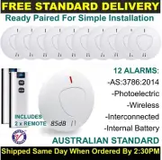 12 Pack Paired Wireless Interconnected Photoelectric Smoke Alarm 10-Yr Battery