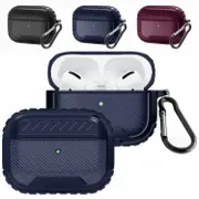 For AirPods Pro Rugged Shockproof Carbon Fibre Cover with hook Case
