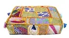 22X22" Square Floor Cushion Pillow Cover Yellow Patchwork Room Decorative Throw