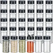 Jadive 36 Pcs Plastic Spice Jars with Shaker Lids Clear Spice Bottles Plastic Se