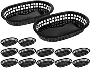 HOLIDYOYO 24 Pcs Plastic Fast Food Baskets, Re-usable Snack Baskets, Food Restaurant Baskets for Burgers,Fries,Popcorn, Chips, Snacks 9x6inch Black