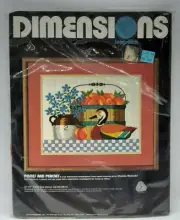 Dimensions Long Stitch Embroidery Kit Vintage Posies Peach Duck NIP Needlepoint