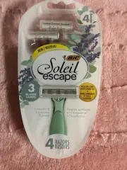 BIC Soleil ESCAPE Disposables Razors 4 PACK w/Lavender & Eucalyptus Scented