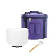 8" C Note 528Hz Chakra Frosted Quartz Crystal Singing Bowl with Carrying Case