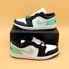 Size 11.5 Nike Air Jordan 1 Low Shoes White Black Green Glow 553558-131 Men's