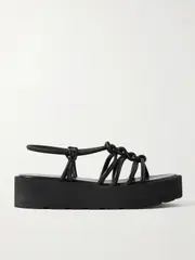 [Gianvito Rossi] Gianvito Rossi - Hebe 45 Knotted Leather Platform Sandals - Black - IT39 IT 39 Black