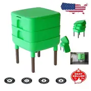 Durable Green Vermicomposter Bin - 2-Tray Compost System for Indoor Gardening