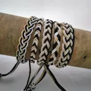 Braided Hemp Hippie Bracelet White Natural & Black patterns